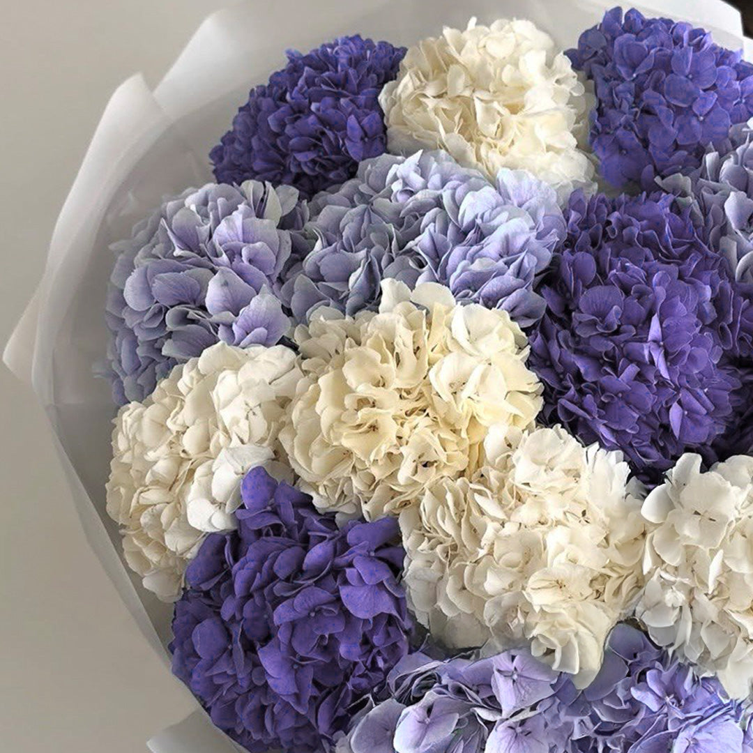 Pastel Hydrangeas – Purple & Cream Tones
