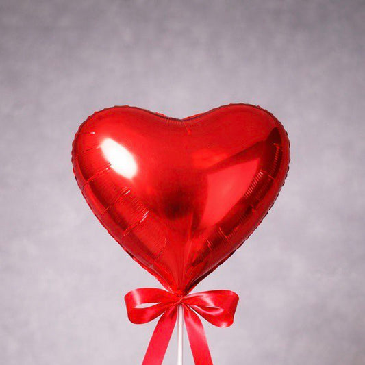 Red heart-shaped balloon on a stick with ribbon – Classic Love gift add-on
